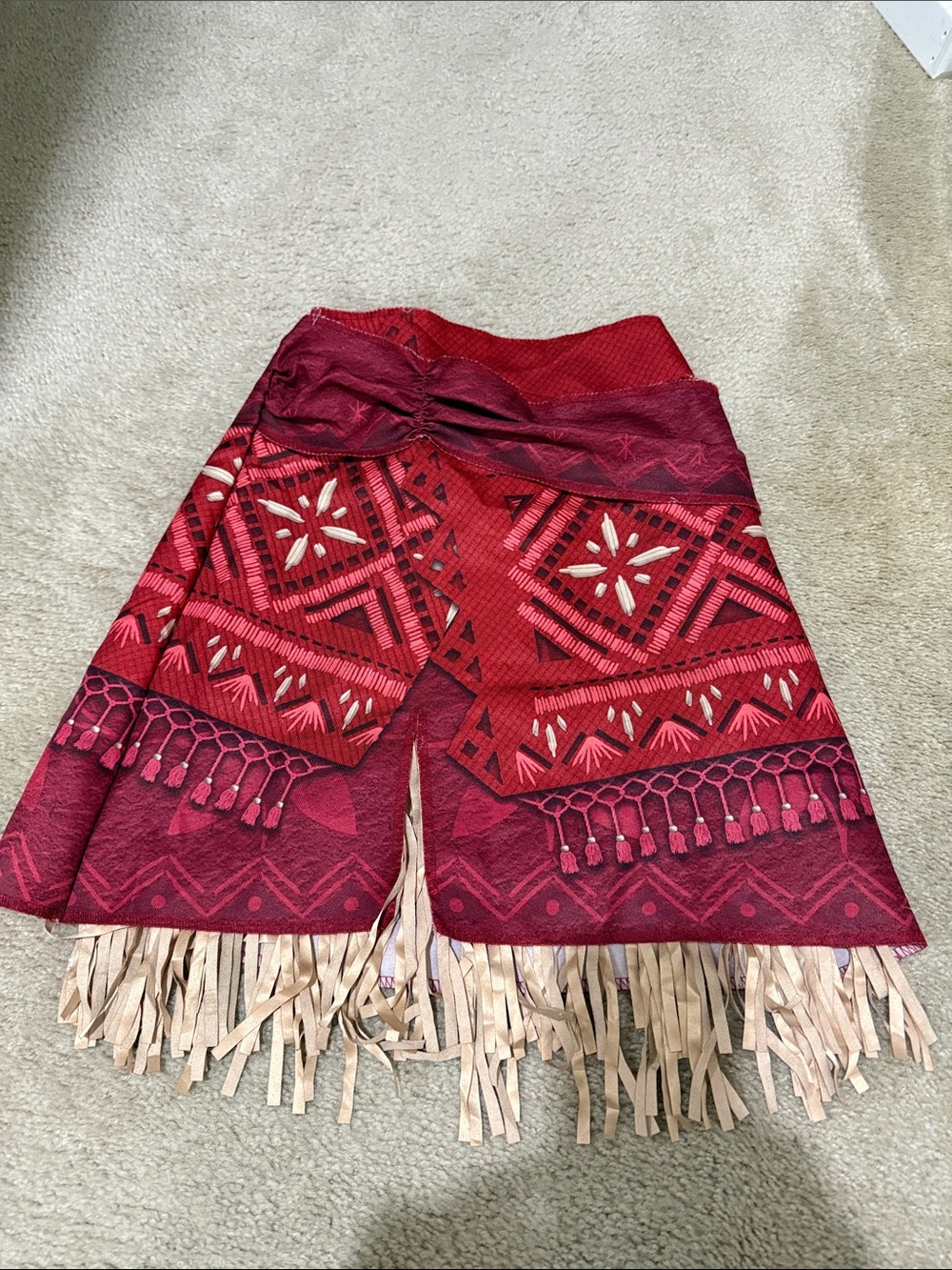 Childrens Red Patterned Fringe fantasy play Indian Cover-Up Skirt